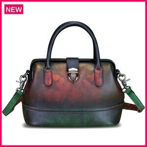 Genuine Leather Shoulder Bag Crossbody Satchel Purse with Strap